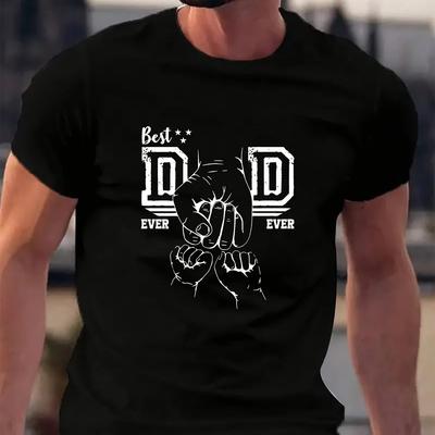 TEMU Men's Fashion Short Sleeve T-shirt, Polyester Knit Fabric, Crew Neck, Geometric Pattern, Regular Fit, Summer Casual Wear Image