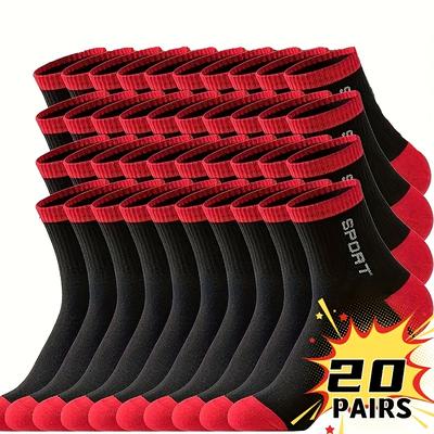 TEMU 40/20pcs Men's Sports Socks - Breathable, Comfortable, Soft Casual Minimalist Running Socks, Polyester Blend, Knit Fabric, 252g/m², 20 Pairs, Athletic Socks | | Knit Construction Image