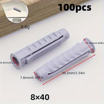 TEMU 100pcs Pieces Gray Plastic 4 Sides Expansion Pipe Nylon Expansion Screw Tube Environmental Wall Plugs Suitable Hollow Wall Foam Brick Expansion Rubber Plug Image