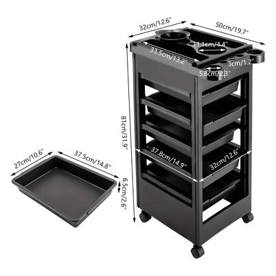 TEMU 5-tier Rolling Trolley Cart With Dual-sided Drawers, Large Capacity Storage, And Wheels - Ideal For Hair Styling Tools & Supplies Organization, | Professional | , Hairdresser Supplies Image
