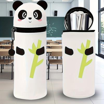 TEMU 1pc Cute Panda Telescopic Silicone Pencil Case, Large Capacity Zipper Style Storage Pen Holder, Durable & Stylish For School Students And Office Supplies, Panda Decor Image