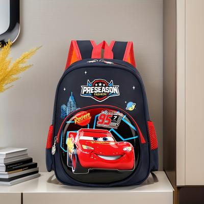 TEMU Cars Lightning Backpacks - Adjustable Strap, Durable Nylon, With Red Accents, Christmas, Back To School, Birthdays, Festive Gift Idea, School Backpacks| Design|durable Backpack Image
