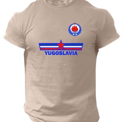 TEMU Men's Printed T-shirt, Casual Crew Neck Short Sleeve Top, 100% Polyester Knit Fabric, Summer Regular Fit Tee For Image