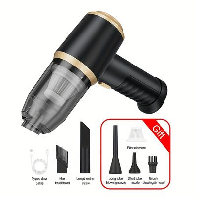 TEMU Portable Handheld Vacuum Cleaner, Wireless Car Vacuum Cleaner, Integrated Blower & Vacuum, Usb Rechargeable With Multi-surface Cleaning Attachments, Ideal For Home And Car Use, Home Dusting Aid Image