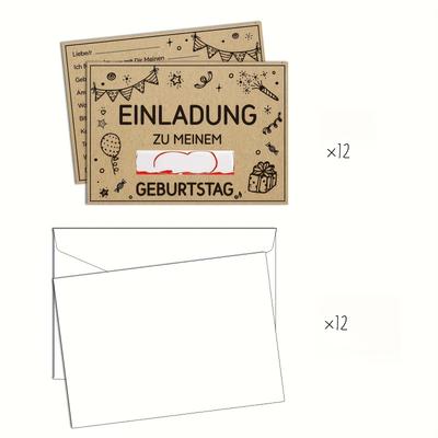 TEMU 12 A6 Paper Birthday Invitation Cards, Including Diy Invitation Letters And Diy Graffiti Creative Invitation Cards For Birthdays, Birthdays, And Parties Image