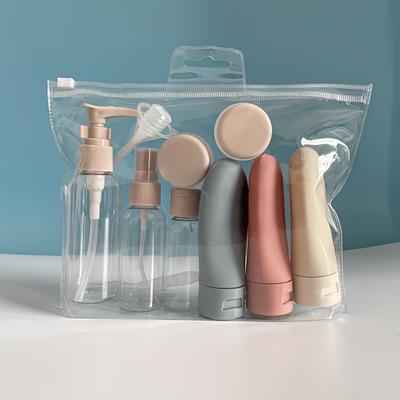 TEMU 2 Styles 11pcs Cosmetic Dispensing Bottle Travel Set With Funnel, Scraper, And Dropper For Lotions, Creams, Shampoo, Conditioner, Toner, Soap, Shower Gel, Essential Travel Accessories Image