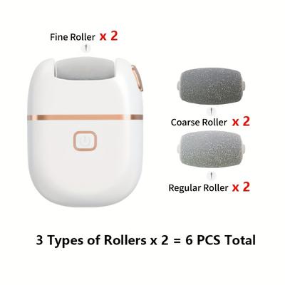 TEMU Foot Scrubber With 6 Replacement Heads, 3 Types Of Grinding Heads, 2 Speed Settings, Quick Callus Removal Image