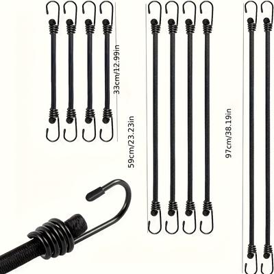 TEMU 10pcs Elastic Luggage Straps With Hooks - Durable Rubber Bungee Cord For Motorcycles, Trucks, Camping Tents & More - Black, Luggage Accessories Image