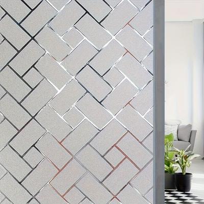 TEMU Traditional Style Privacy Window Film | Self-adhesive, No-glue Transparent Glass Sticker | Pet/pvc | Easy & Stick Installation | Ideal For Decor | 16mil Thicknes Image
