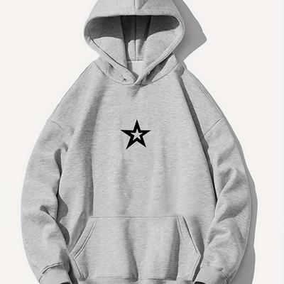 TEMU Men's Punk Style Pullover Round Neck Hoodies With Kangaroo Pocket Long Sleeve Hooded Sweatshirt Loose Casual Top For Autumn Winter Men's Clothing As Gifts Image
