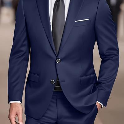 TEMU Formal 2pcs Suit, Men's Jacket And Trousers Set For Business Dinners, Weddings, And Parties, Light Image