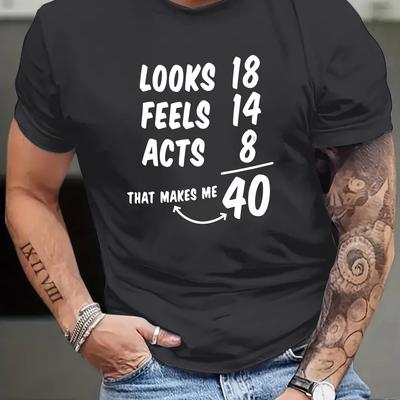 TEMU 40th Birthday Gift Men's Short Sleeve T-shirt Summer T-shirt Top Image