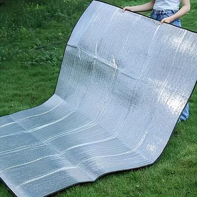 TEMU 1pc Dual-sided Aluminum Foil Mat, Lightweight And Easy To Clean, Portable For Camping, Beach Tents, And Picnics, Outdoor Activities Accessory | Portable Camping Gear | Durable Outdoor Ma Image