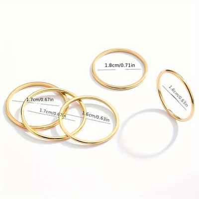TEMU Nooxian 5pcs Chic Stainless Steel Ring Set For Women - & Trendy, Casual Attire Or Parties Image