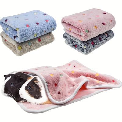 TEMU 4pcs Guinea Pig Fleece Blankets Small Animal Cage Liners Sleep Mat Bedding Pad For Hamster Chinchilla Rabbit Hedgehog Blanket Image