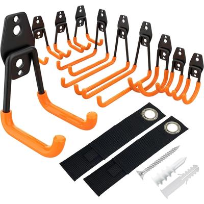 TEMU 10 Pack Heavy Duty Garage Hooks - Steel Wall Mount Organizers For Tools, Ladders, Bikes & More Image