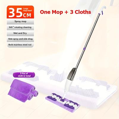 TEMU 3-in-1 Spray Mop With 3 Washable Pads - Cleaning For Wood Floors & Tiles, Adjustable Handle, Greenish-, , Ideal Gift For Day Or Housewarming, Versatile | Modern Spray Mop | Efficient Cleaning Image