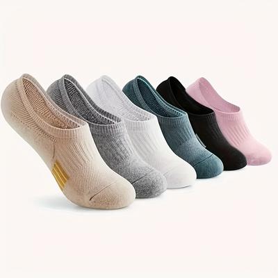 TEMU 6-pack Women's Breathable Mesh Ankle Socks - Elegant Solid Color Athletic & Casual Socks, Options For Wear, Smooth Texture Finish Image
