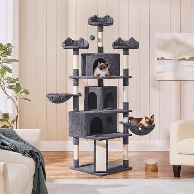 TEMU Costoffs Cat Tree 194 Cm Cat Climbing Tree With Plush Sisal Rope, Stable Cat Scratching Post For Ceiling-mounted Cat Houses And Scratching Posts Image