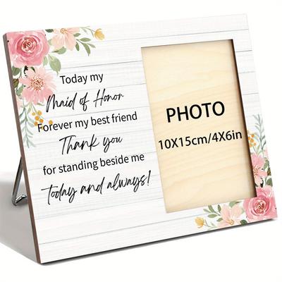 TEMU Contemporary Oblong 4x6 Photo Frame For Maid Of Honor - Tabletop Horizontal Picture Frame With And Appreciation Message - Day Gift For Best Friend Image