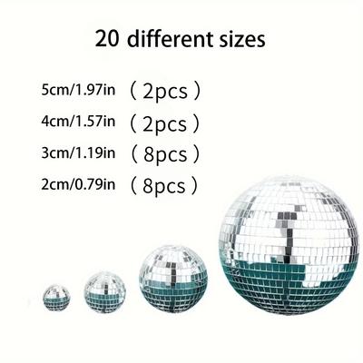 TEMU 20pcs Silvery Disco Ball Set- Versatile Reflective Glass Ball For 70s Wedding Parties, Graduation Ceremonies, And Birthdays- Suitable For Any Celebratory Decoration Image