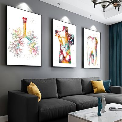TEMU 3pcs Vibrant Tooth Canvas Art Set - Contemporary , Living Room, Bedroom, Office Decor | Waterproof & Odorless Prints, Image