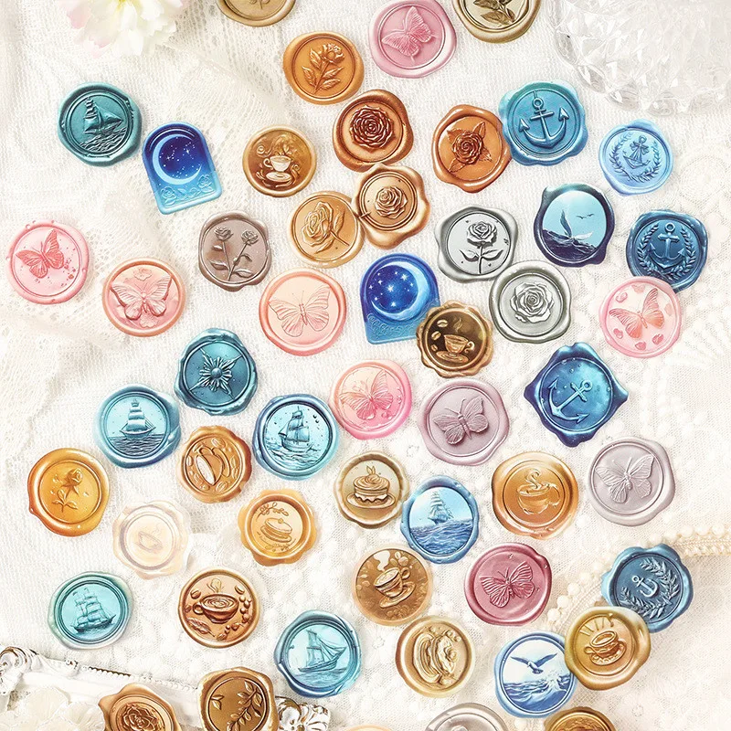 25 Stück PET-Wachssiegel-Aufkleber, Kreativität, selbstklebende Diy-Aufkleber, handgefertigt, dekorative Junk-Journal-Collage-Aufkleber Image