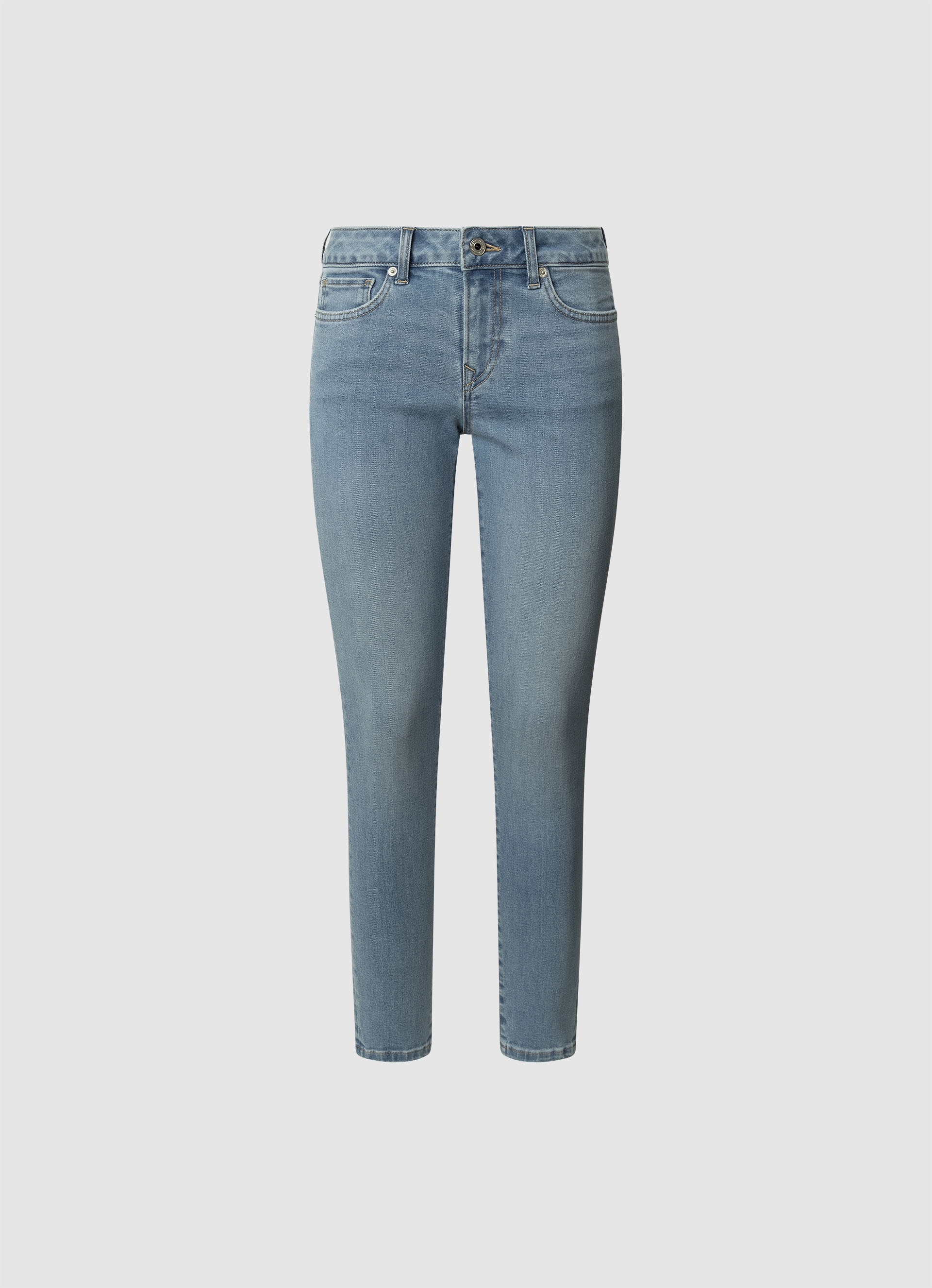 Skinny-fit-Jeans PEPE JEANS "SKINNY JEANS LW", Damen, Gr. 29, Länge 32, blau (light blau used), Denim/Jeans, Obermaterial: 92% Baumwolle, 6% Polyester, 2% Elasthan, Casual, skinny fit lang, Jeans, Low Waist