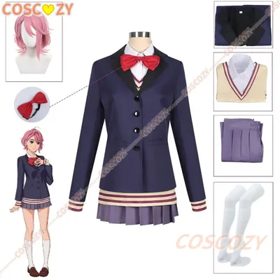 Aira Shiratori Cosplay Anime Dandadan Kostüm Perücke Disguise Schuluniform Kleid Mantel Anzug Frau Image