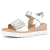 Sandalette GABOR "GENUA", Damen, Gr. 44, silber (silberfarben), Kalbsleder, metallic, modisch, Schuhe, Keilabsatz, Sommerschuh, Sandale mit Klettverschlüssen, Weite G