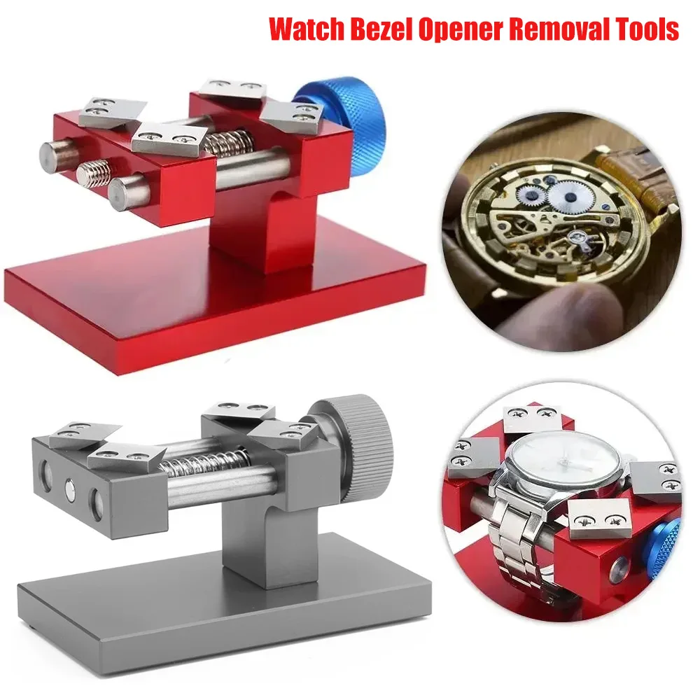Professionelles Werkzeug zum Entfernen der Uhrenlünette, Werkbank-Gehäuseöffner-Werkzeug, Uhrenreparatur-Werkzeug für Uhrmacher, Uhrenteile, Rot/Silber