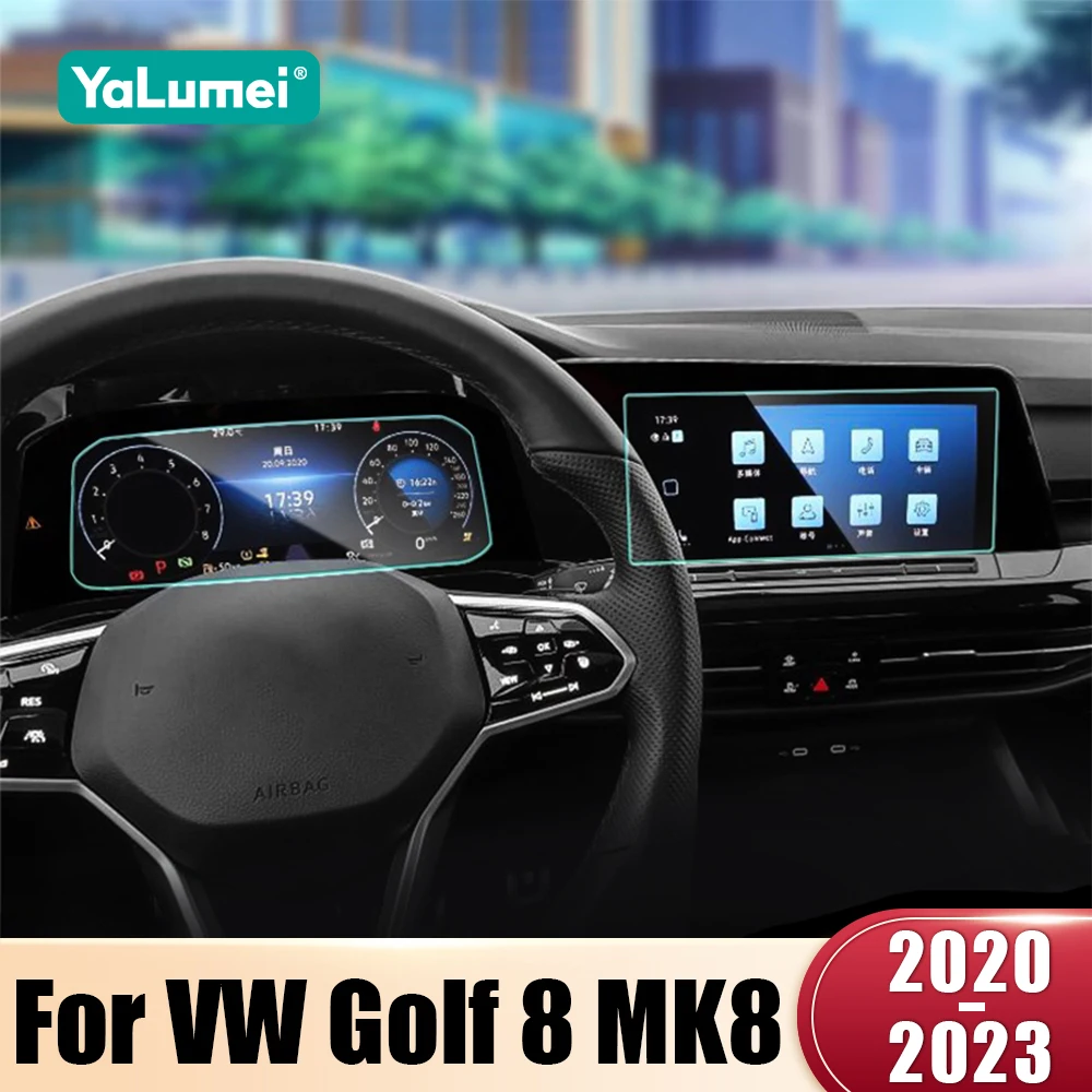 Gehärtetes Glas Aufkleber für Volkswagen VW Golf 8 MK8 2020 2021 2022 2023 GTI R R-line Auto Navigation GPS LCD Schutz Zubehör Image