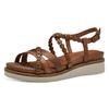 Keilsandalette TAMARIS, Damen, Gr. 39, braun (cognac), Leder, Lederimitat, modisch, Schuhe, Riemchensandale, Sommerschuh mit verstellbarer Schnalle