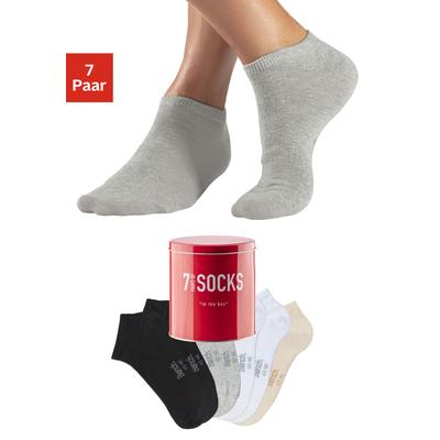 Sneakersocken BENCH., Herren, Gr. 43-46, 2x hell grau meliert, 2x weiß, 2x schwarz, 1x beige, Baumwollmischung, unifarben, elastisch, Socken, verpackt in der Dose Image