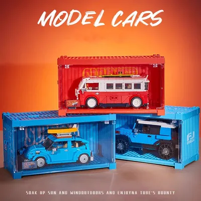 MOC Technische Stadt Sportwagen SUV Camper LKW Van Bausteine Geschwindigkeit Champion Fahrzeug Image