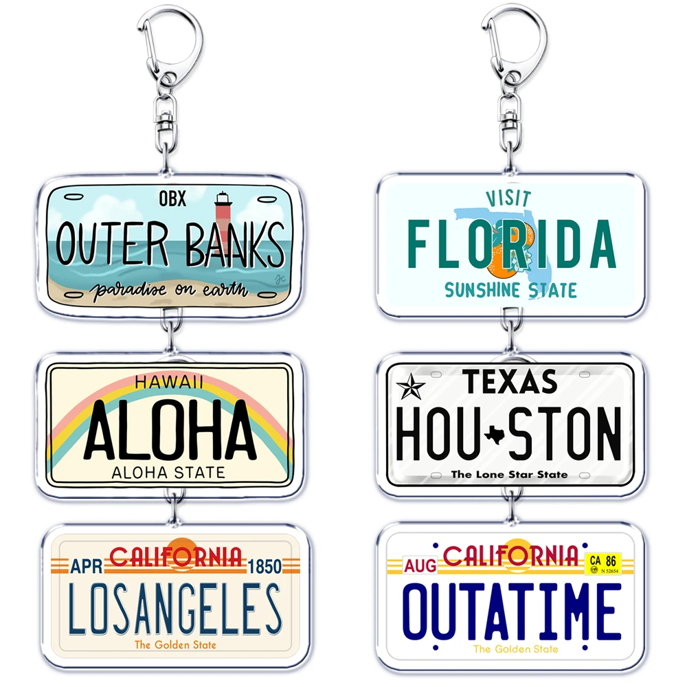Kreative Auto-Nummernschild-Schlüsselanhänger für Damen, Accessoires, Tasche, California BOSTON, Schmuck, Fans, Freunde, Geschenke Image