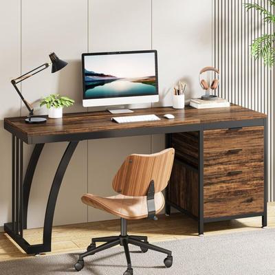 Tribesigns - Computertisch mit 3 Schubladen, 150cm PC-Schreibtisch mit umkehrbaren Schubladen, Image