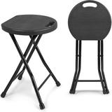 WLGSG Folding Stool - 550lbs Capacity Foldable Handle Portable Heavy Duty Outdoor/Indoor 18 Inch Collapsible for Camping & Home (Set of 1 Black)