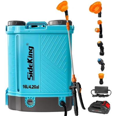 16L 4.2 Gallon Battery Powered Backpack Sprayer 0-80 PSI Adjustable Pressure Electric Sprayer 18V
