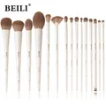 BEILI 15 pezzi set di pennelli per trucco pennelli per capelli sintetici beige fondotinta contorno ombretto eyeliner fard pennello per evidenziare