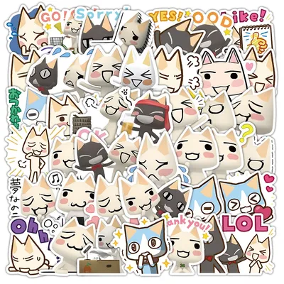 10/30/50pcs Cute Toro Inoue Cat Cartoon Stickers Funny Graffiti Decals for Kids Toy Skateboard