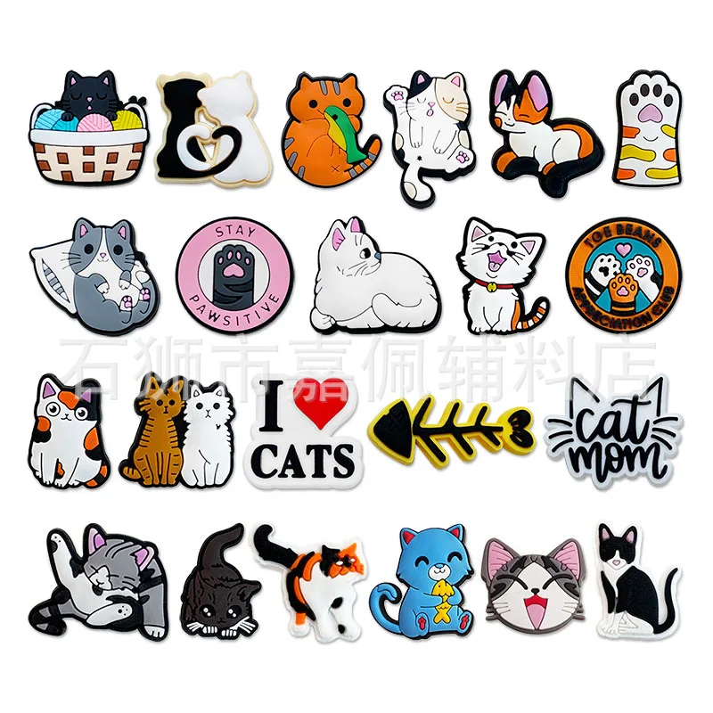 Breloques de chaussures pour Crocs, accessoires de chaussures de chat mignon, breloques pour décorations croco, épingles, accessoire pour hommes, jean, sabots pour femmes, Badges à Clips
