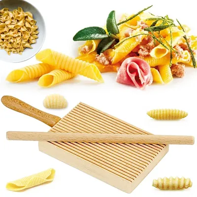 Garganelli and Gnocchi Stripper Wood Paddle Board Italian Pasta Making Tools for Homemade Cavatelli