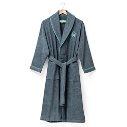 Benetton - Unisex-Bademantel M/L, 360 g/m², 100 % Baumwolle, Farbe Dunkelgrau Image