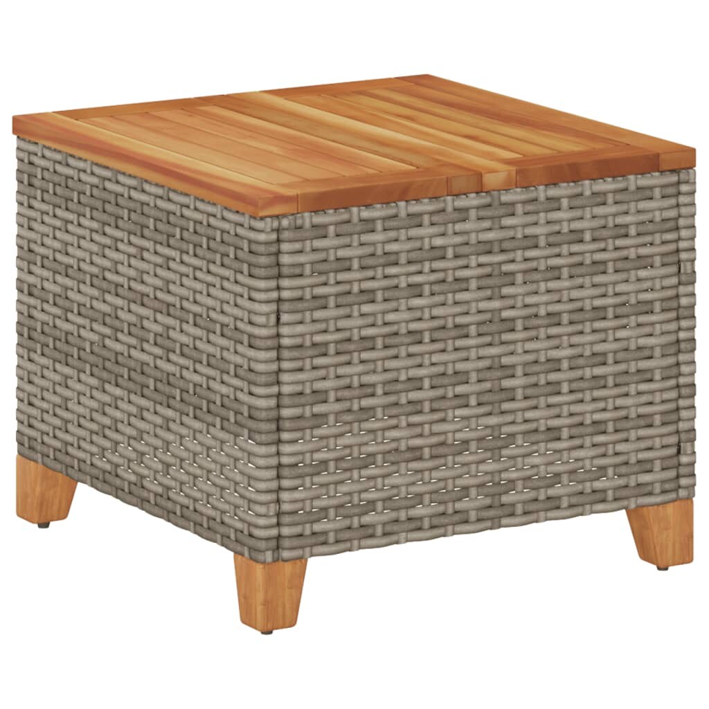 vidaXL Gartentisch Grau 45x45x37 cm Poly Rattan Akazienholz Image
