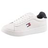 Plateausneaker TOMMY JEANS "ARCHIVE' 98", Damen, Gr. 35, bunt (weiß, dunkelblau), Nappaleder, Textil, sportlich, Schuhe, Freizeitschuh, Halbschuh, Schnürschuh, Kontrastbesatz an der Ferse