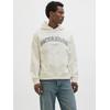 Kapuzensweatshirt JACK & JONES "JORALMERIA SWEAT HOOD", Herren, Gr. S, weiß (antique weiß), angeraute Sweatware, Obermaterial: 100% Baumwolle, bedruckt, modisch, regular fit taillenbedeckt, ohne Ausschnitt, Langarm Rippbündchen, Sweatshirts, mit...