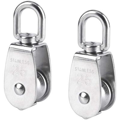 2 Stück 25 mm Einzelrolle Edelstahl Seilrolle Heberolle Seilrolle Tragfähigkeit 150 kg – Silber Image
