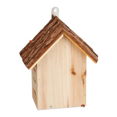 Marienkäferhaus, Holz, HxBxT: 22 x 18 x 12 cm, wetterfest, zum Aufhängen, Insektenhotel für Image