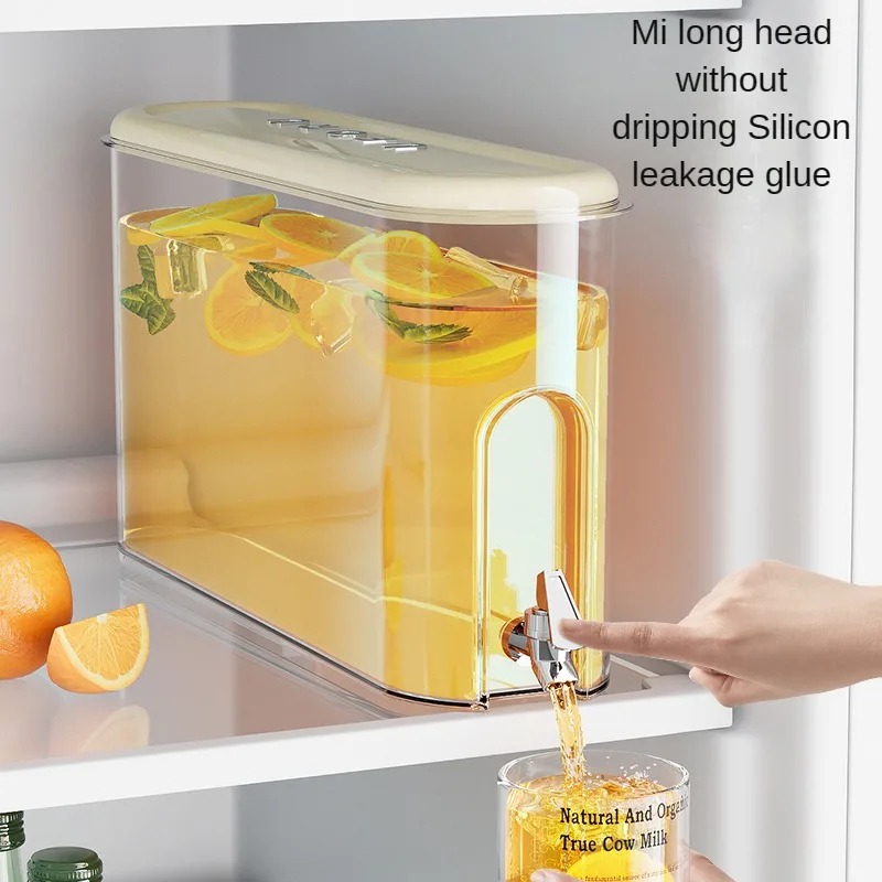 Versiegelter Wasserkrug mit großem Fassungsvermögen und Wasserhahn für Kühlschrank, Saft- und Eiswasserkrug aus lebensmittelechtem Kunststoff Image